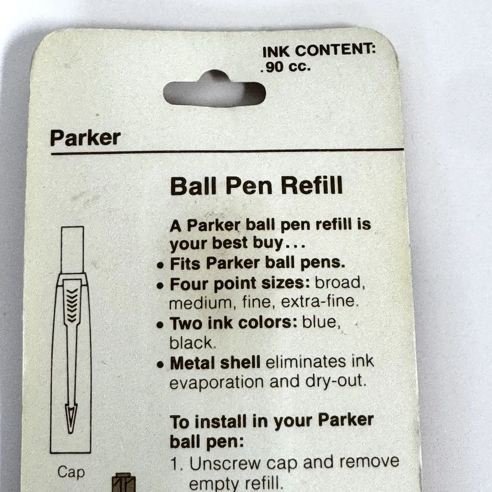 Vintage NEW Parker Original Ball Pen Refill Metal Blue Medium NOS